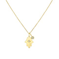 Eternelle Diamond Hamsa Hand Pendant with Diamond Shell Charm