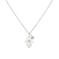 Eternelle Diamond Hamsa Hand Pendant with Diamond Shell Charm