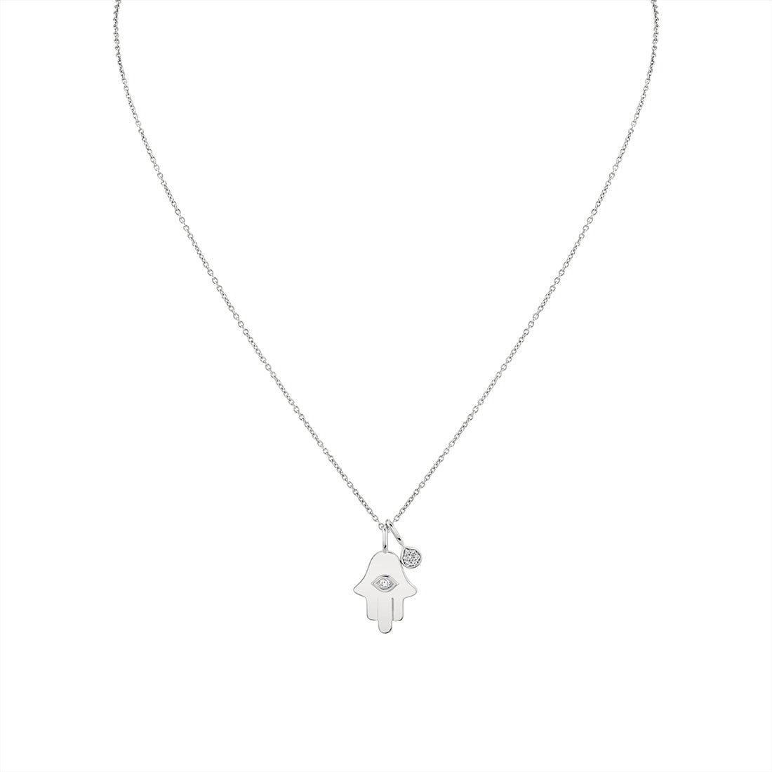 Eternelle Diamond Hamsa Hand Pendant with Diamond Shell Charm