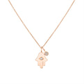 Eternelle Diamond Hamsa Hand Pendant with Diamond Shell Charm