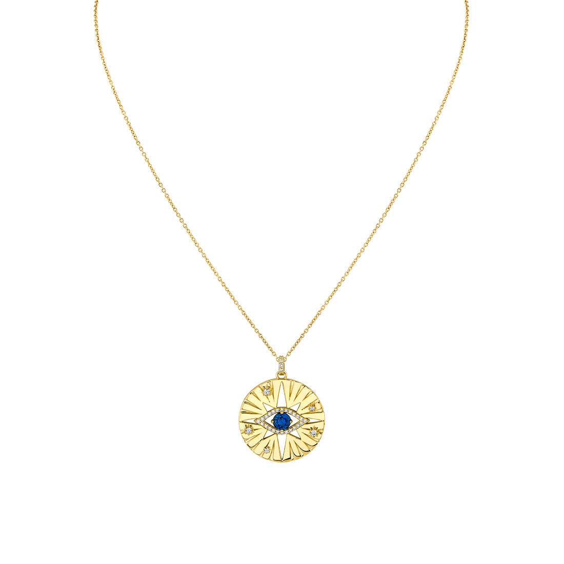 Solaz Evil Eye Diamond and Sapphire Medallion Pendant
