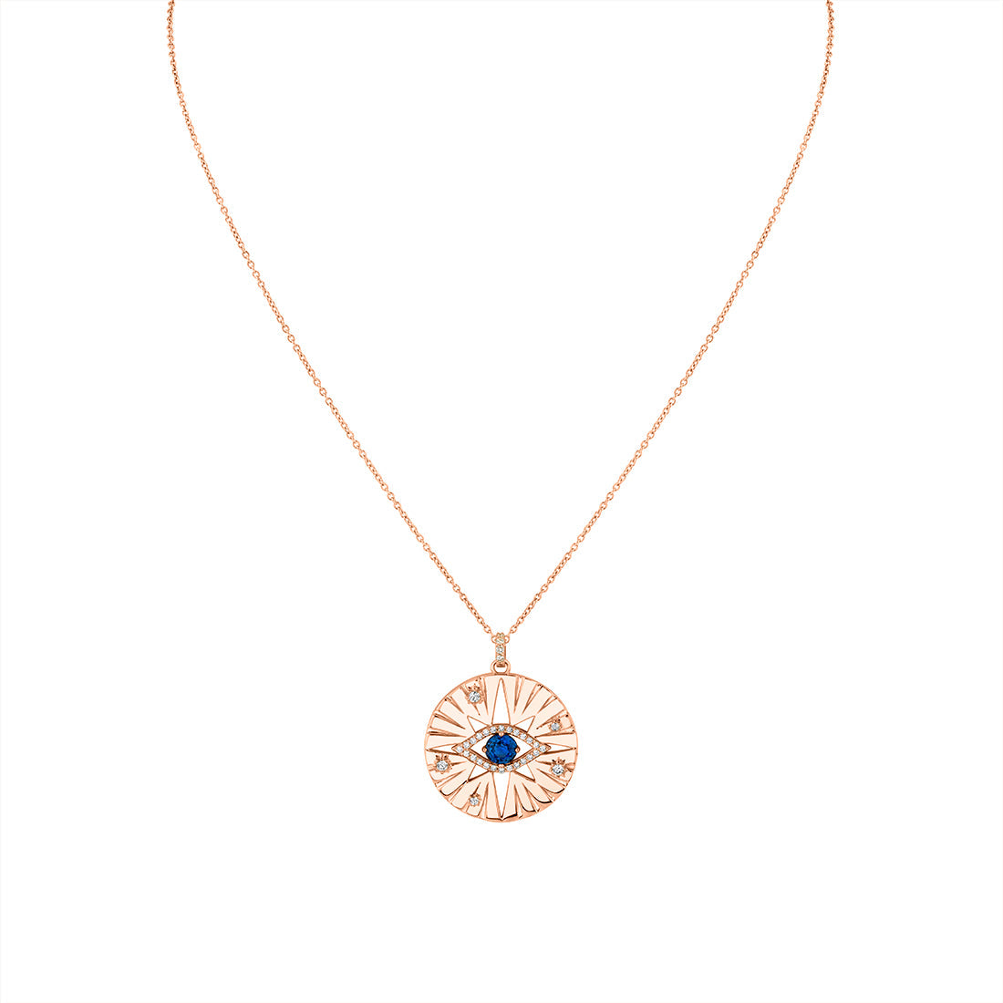 Solaz Evil Eye Diamond and Sapphire Medallion Pendant