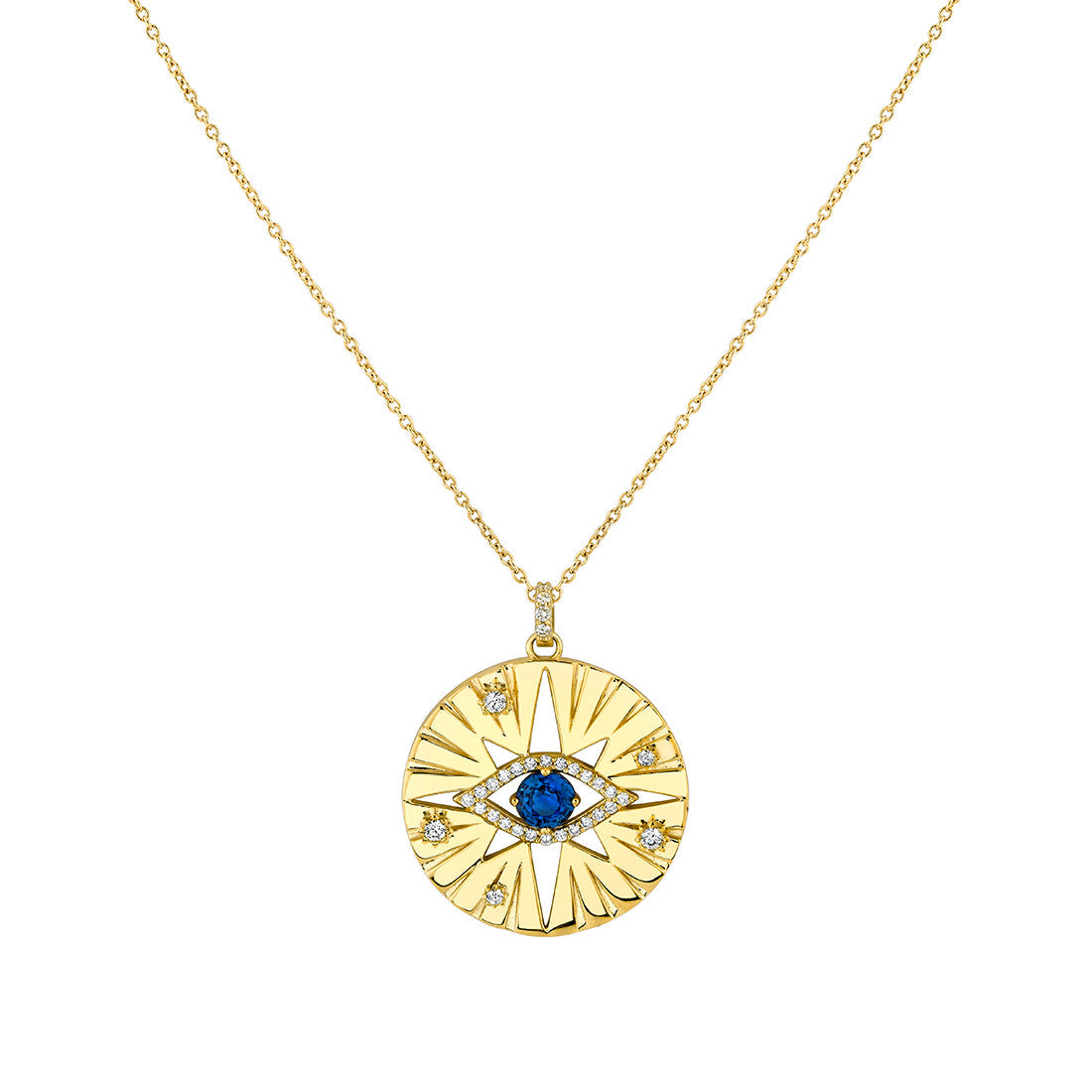 Solaz Evil Eye Diamond and Sapphire Medallion Pendant