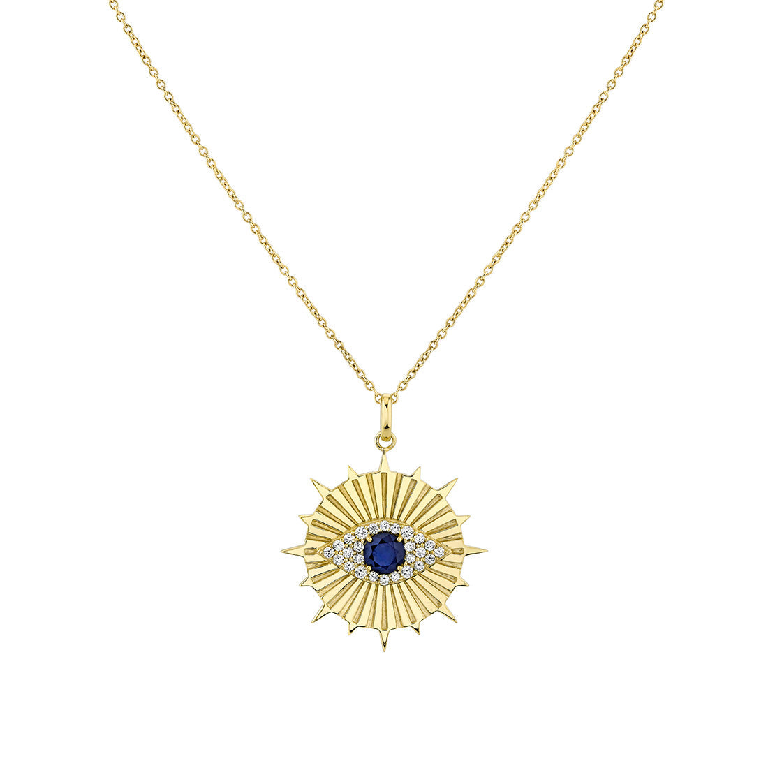 Solaz Evil Eye Diamond and Sapphire Medallion Pendant