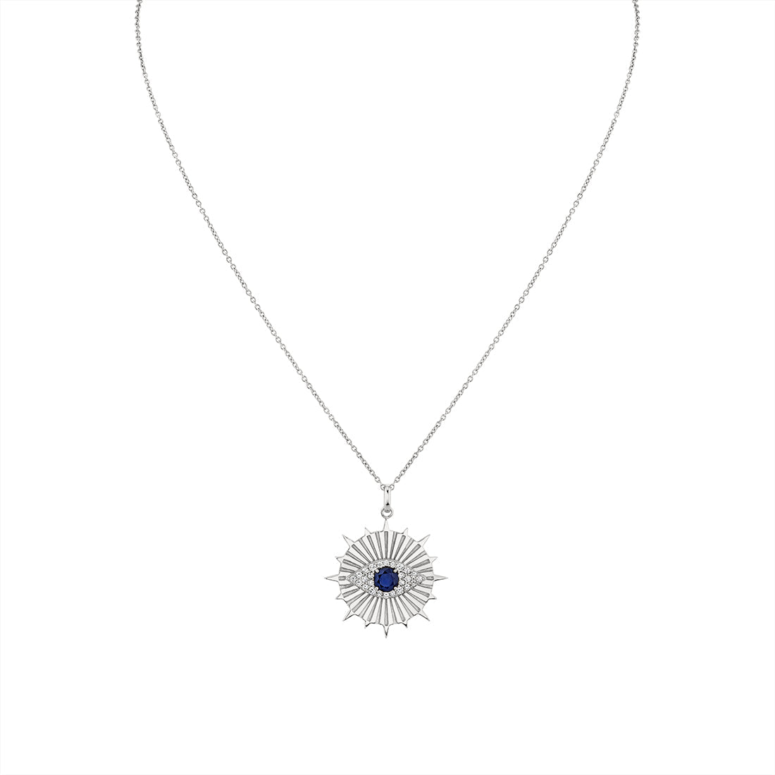 Solaz Evil Eye Diamond and Sapphire Medallion Pendant