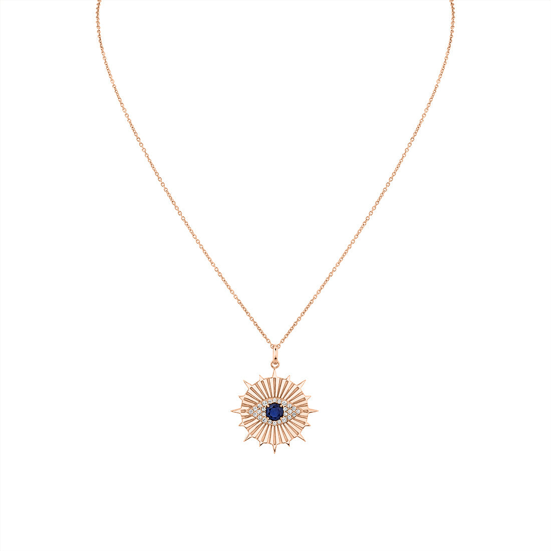 Solaz Evil Eye Diamond and Sapphire Medallion Pendant