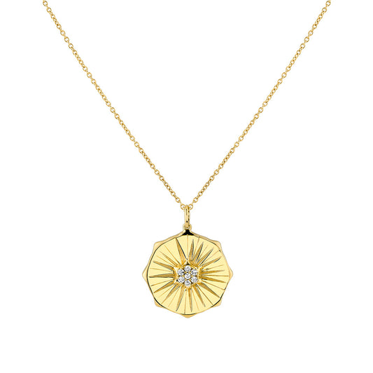 Lineaire Fine Line Diamond Medallion Pendant
