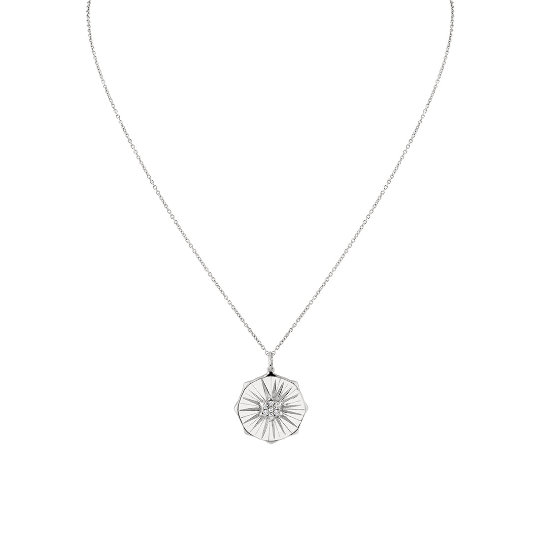 Lineaire Fine Line Diamond Medallion Pendant