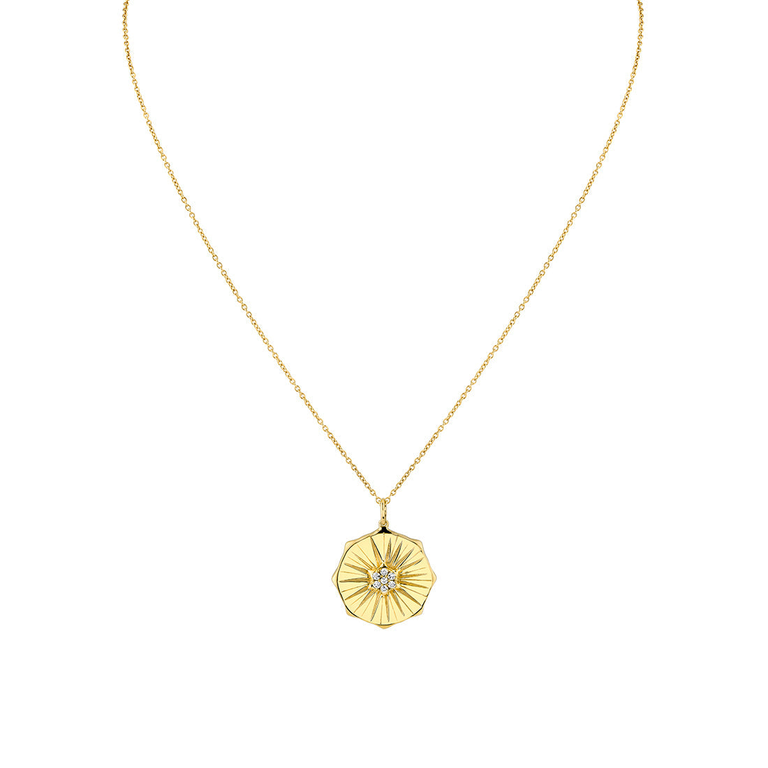 Lineaire Fine Line Diamond Medallion Pendant