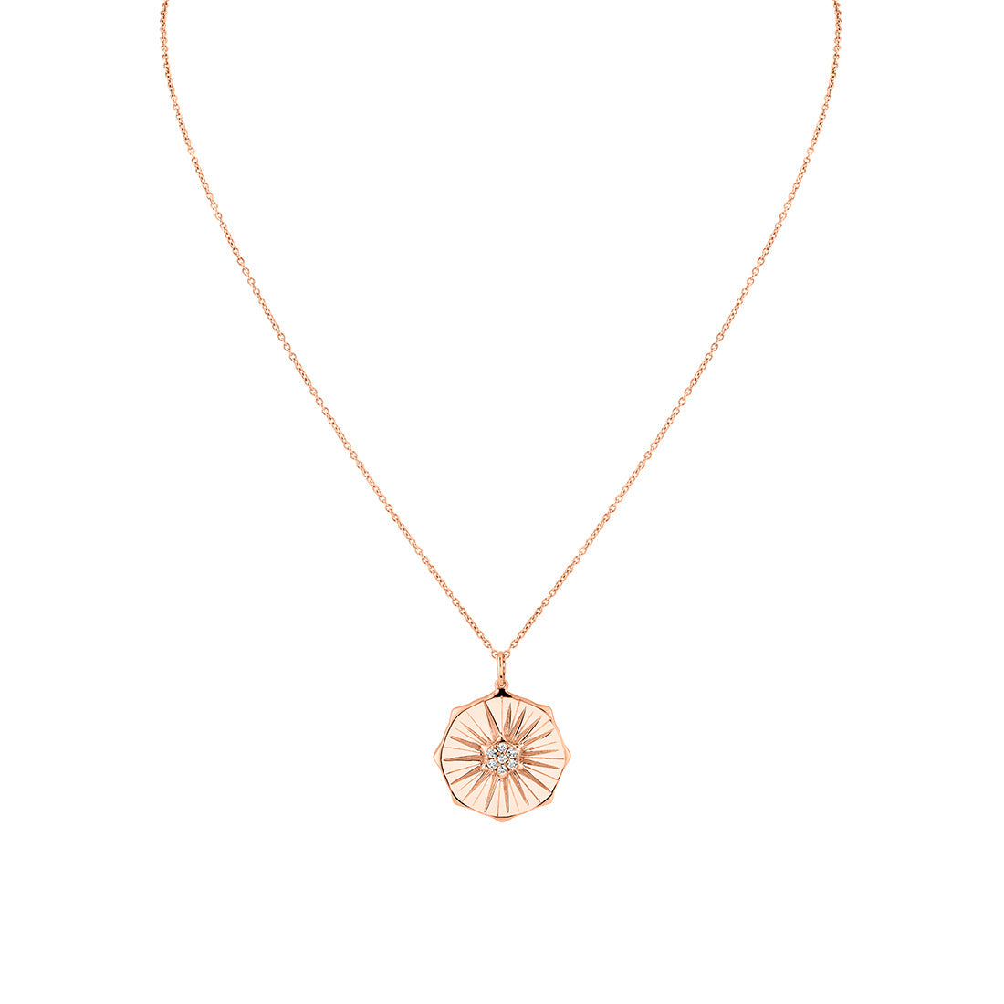 Lineaire Fine Line Diamond Medallion Pendant
