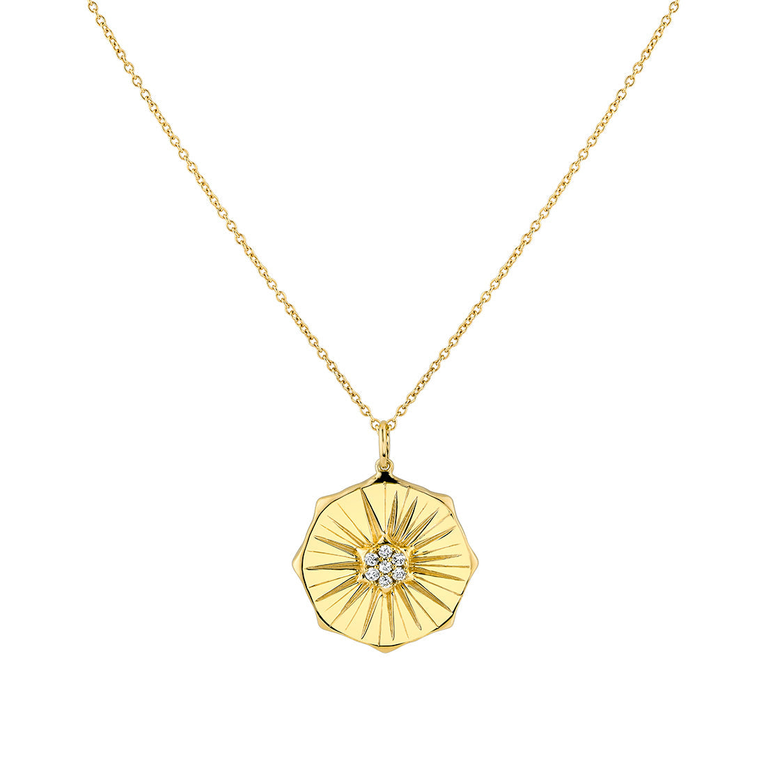 Lineaire Fine Line Diamond Medallion Pendant