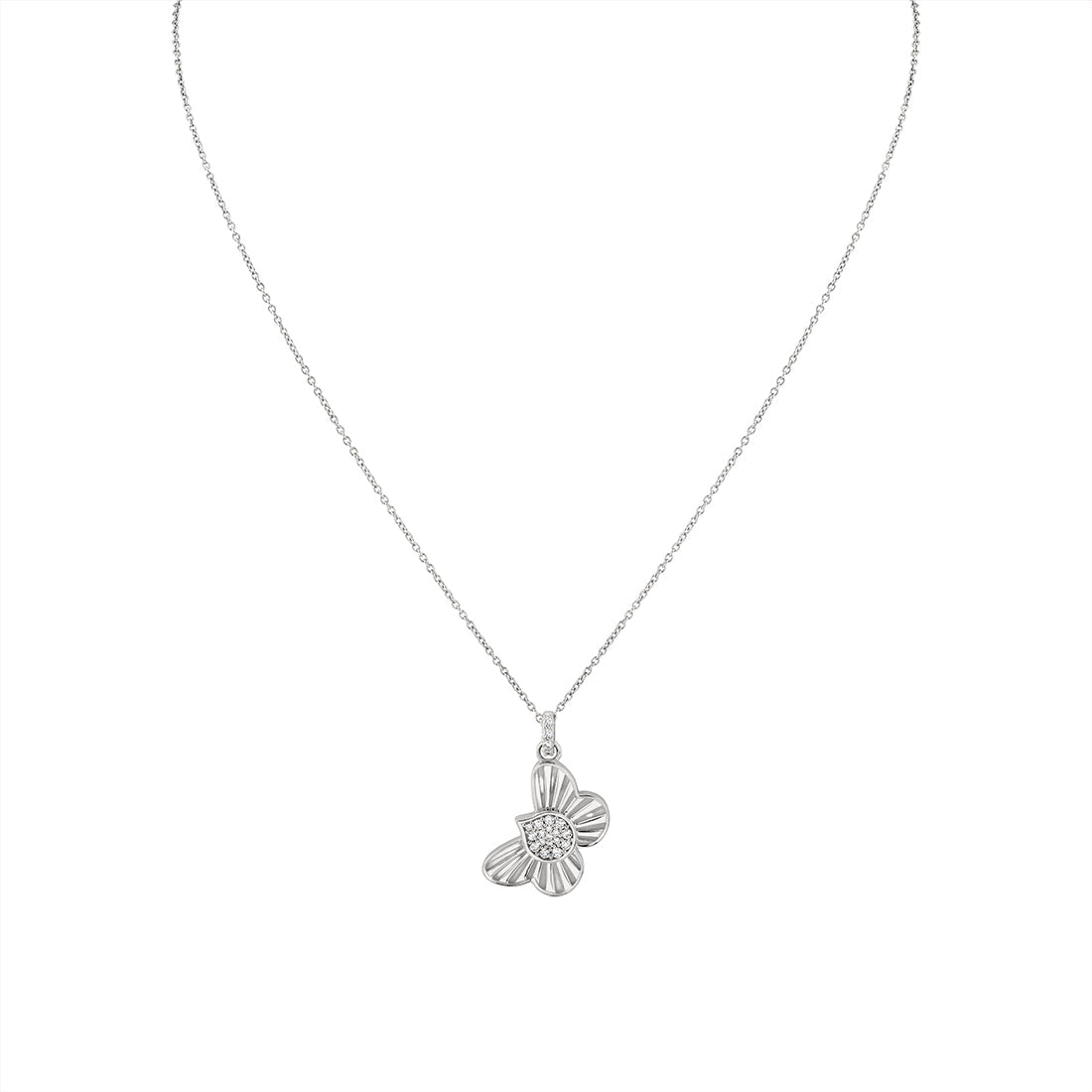 Lineaire Fine Line Shell Butterfly Diamond Pendant
