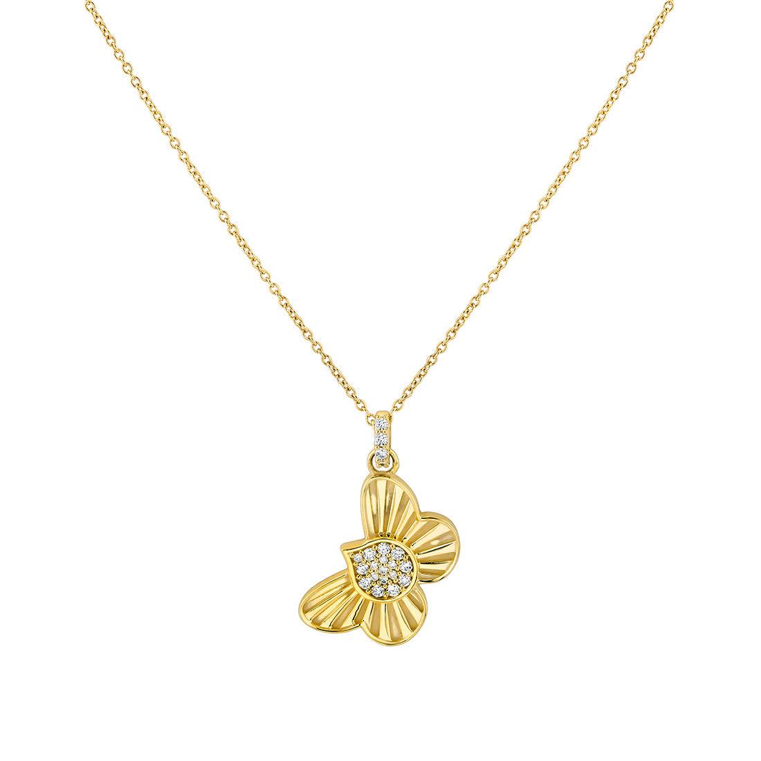 Lineaire Fine Line Shell Butterfly Diamond Pendant