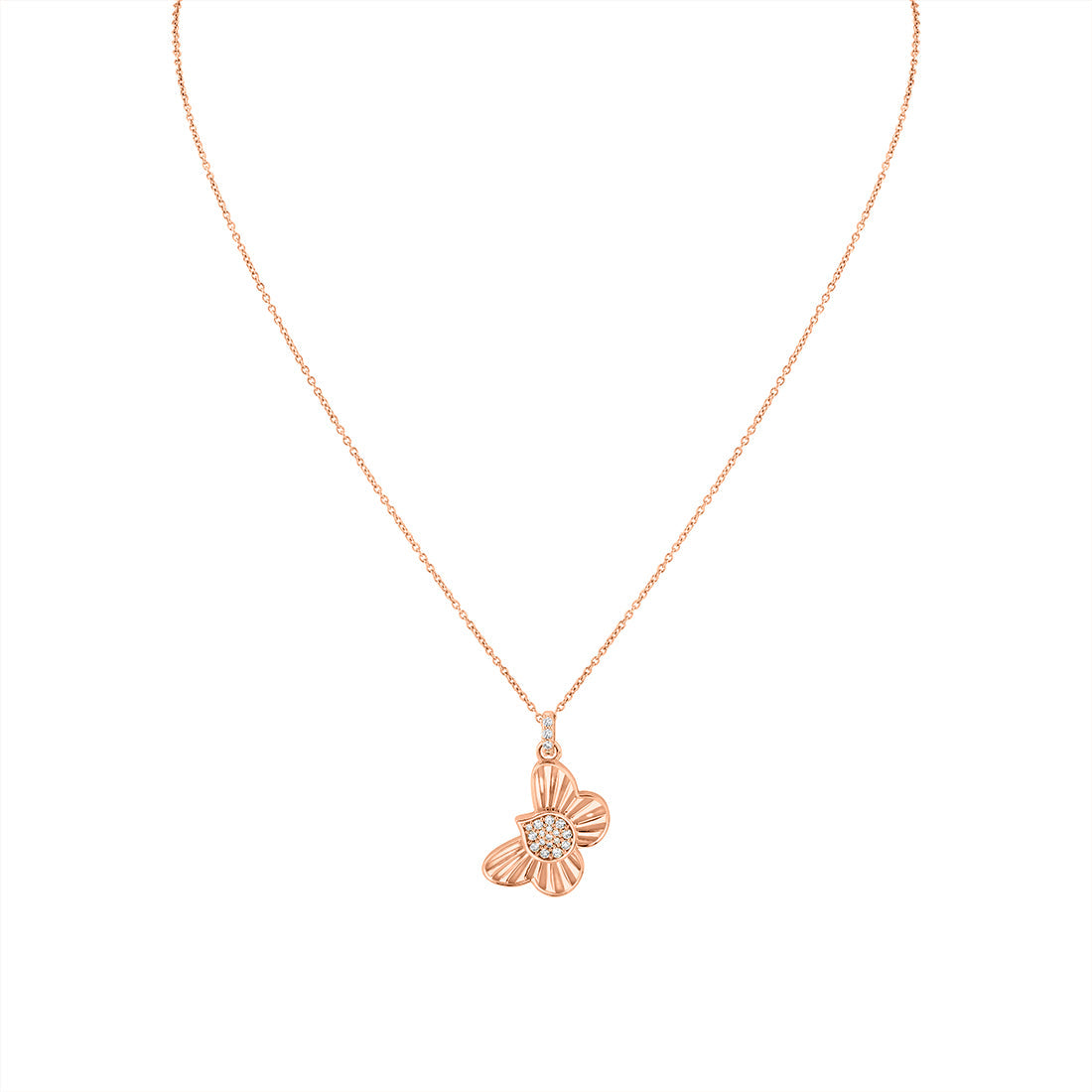 Lineaire Fine Line Shell Butterfly Diamond Pendant