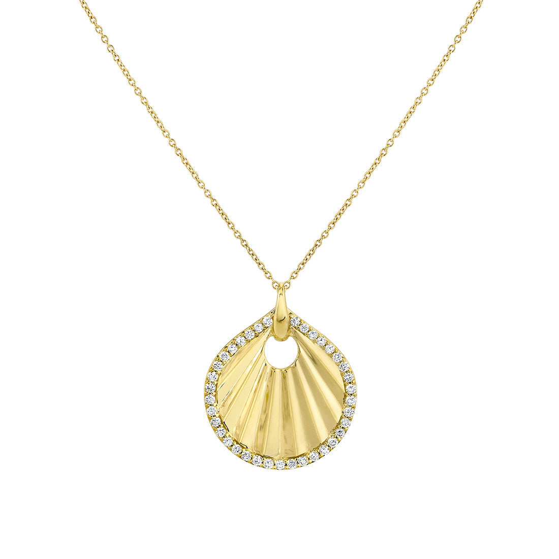 Lineaire Sculpted Shell Diamond Pendant