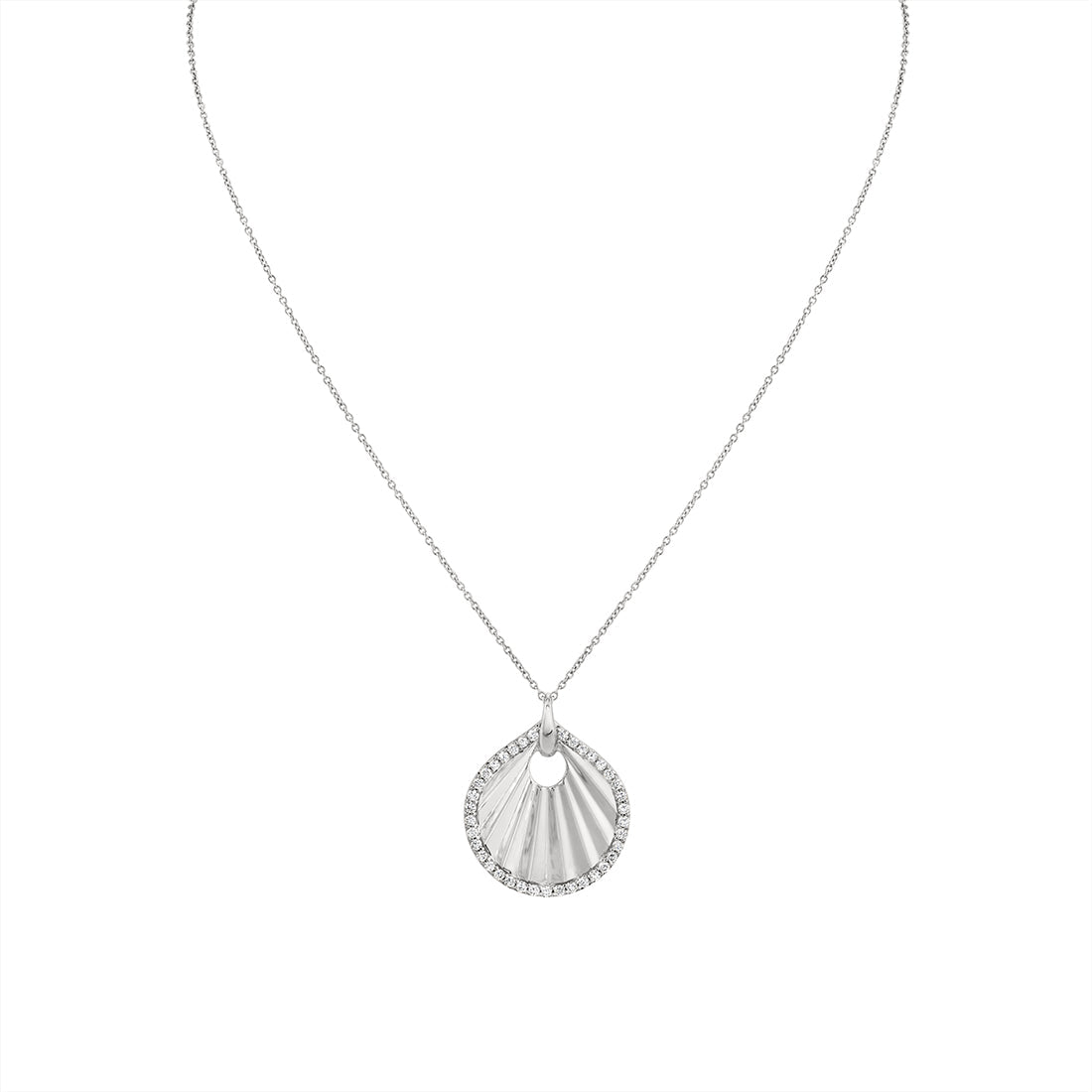 Lineaire Sculpted Shell Diamond Pendant