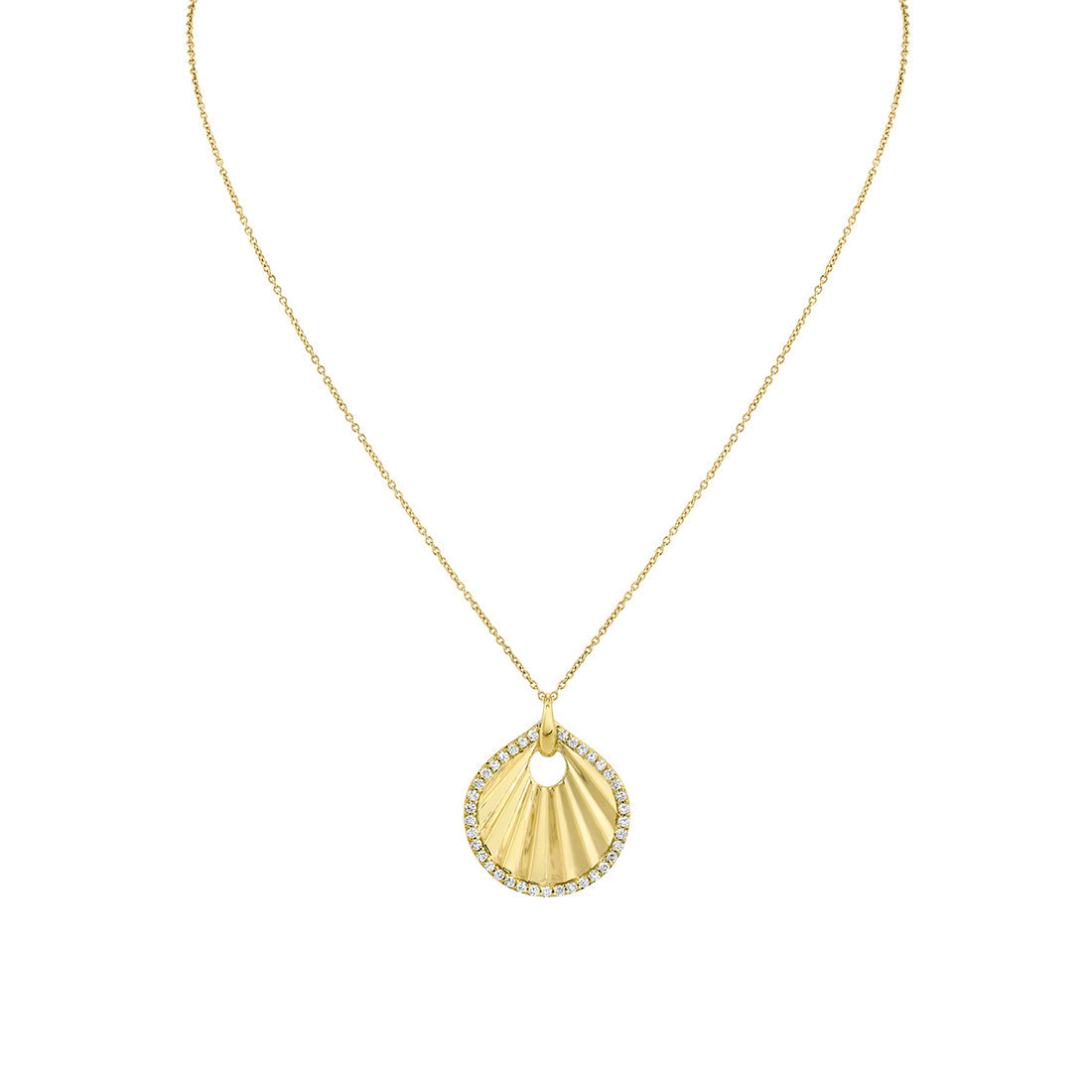 Lineaire Sculpted Shell Diamond Pendant
