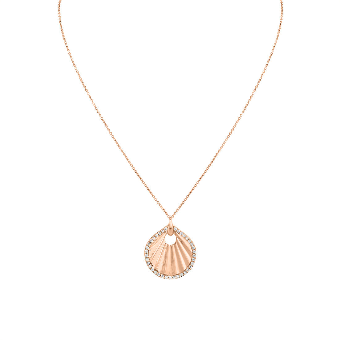 Lineaire Sculpted Shell Diamond Pendant