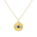 Lineaire Fine Line Diamond and Sapphire Evil Eye Pendant