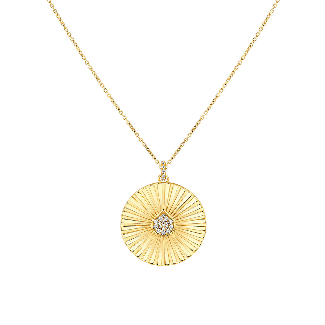 Lineaire Fine Line Diamond Shell Medallion Pendant