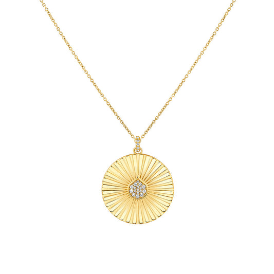 Lineaire Fine Line Diamond Shell Medallion Pendant