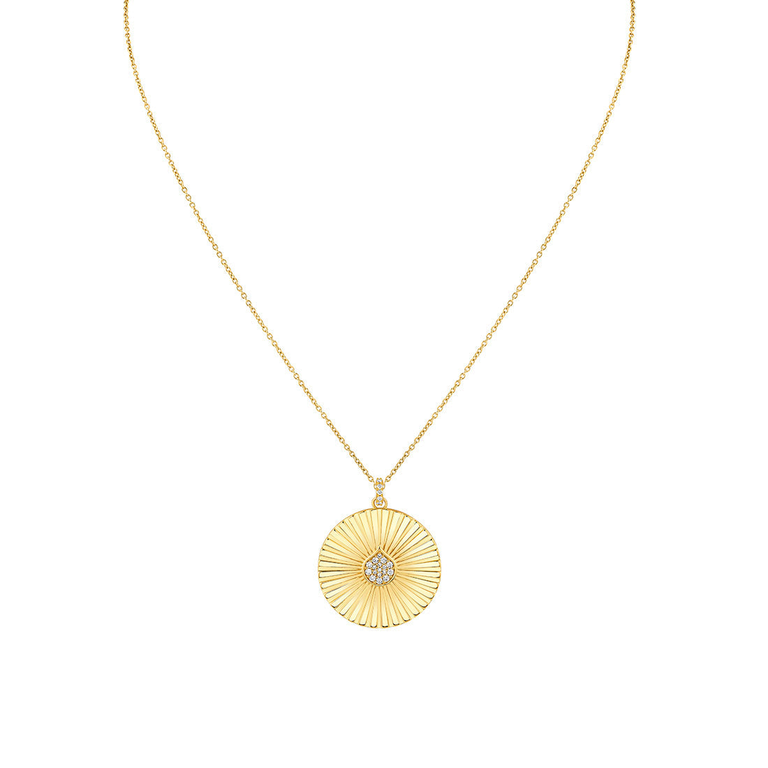 Lineaire Fine Line Diamond Shell Medallion Pendant