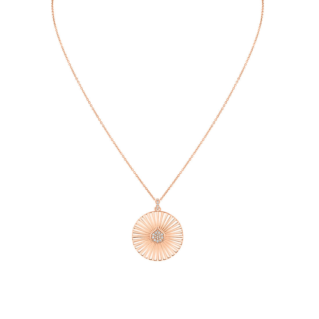 Lineaire Fine Line Diamond Shell Medallion Pendant