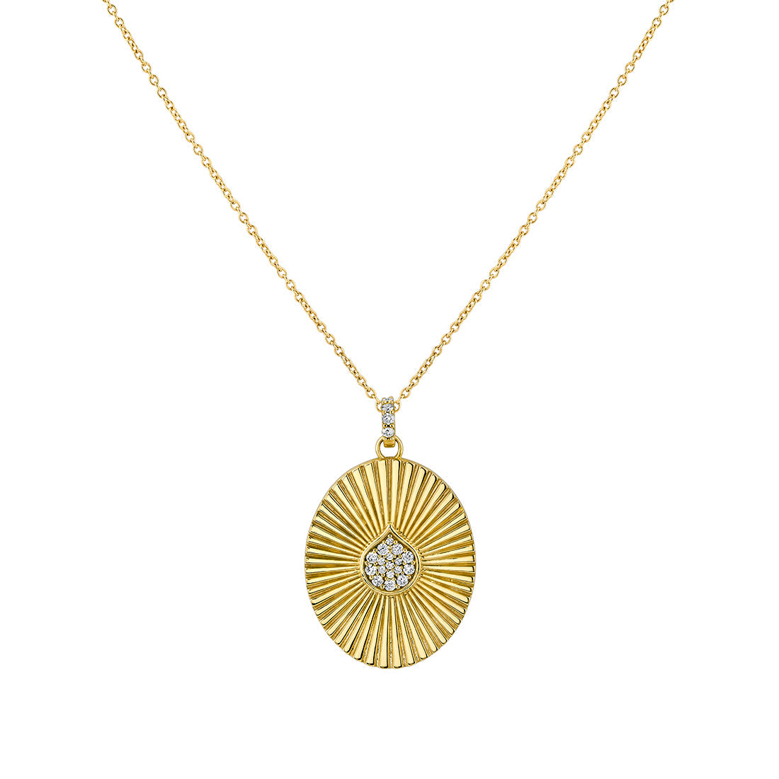 Lineaire Fine Line Diamond Shell Oval Medallion Pendant