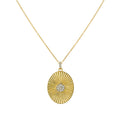 Lineaire Fine Line Diamond Shell Oval Medallion Pendant