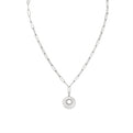 Lineaire Sculpted Open Medallion Diamond Pendant with Paperclip Chain