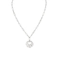 Lineaire Sculpted Open Medallion Diamond Pendant with Paperclip Chain