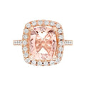 14K Rose Gold Cushion Cut Morganite And Diamond Halo Ring (4.20ctw)