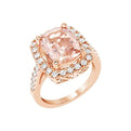 14K Rose Gold Cushion Cut Morganite And Diamond Halo Ring (4.20ctw)