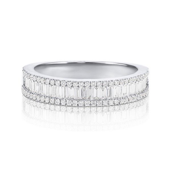 14K White Gold Baguette and Round Diamond Ring (.60ctw)