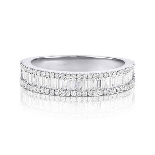 14K White Gold Baguette and Round Diamond Ring (.60ctw)