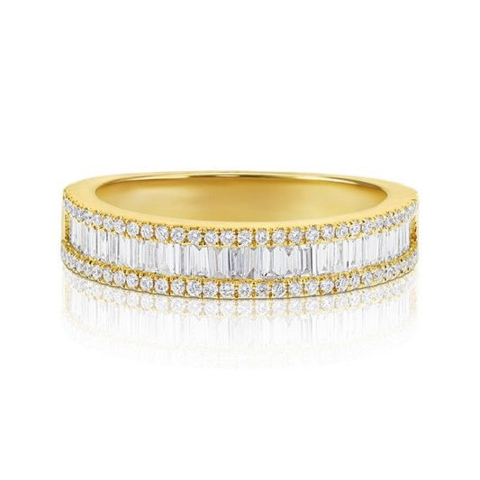 14K Yellow Gold Baguette and Round Diamond Ring (.60ctw)