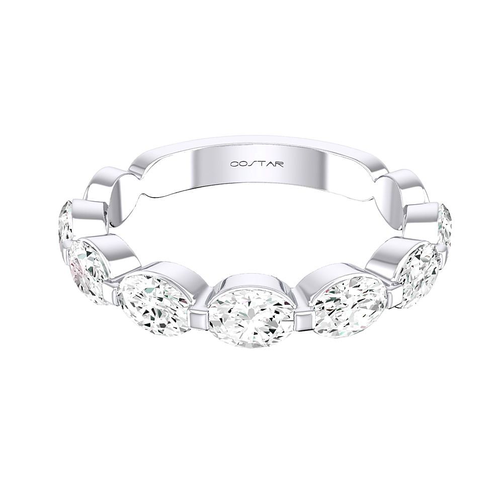 14K White Gold Oval Diamond Stackable Ring (1.32ctw) 