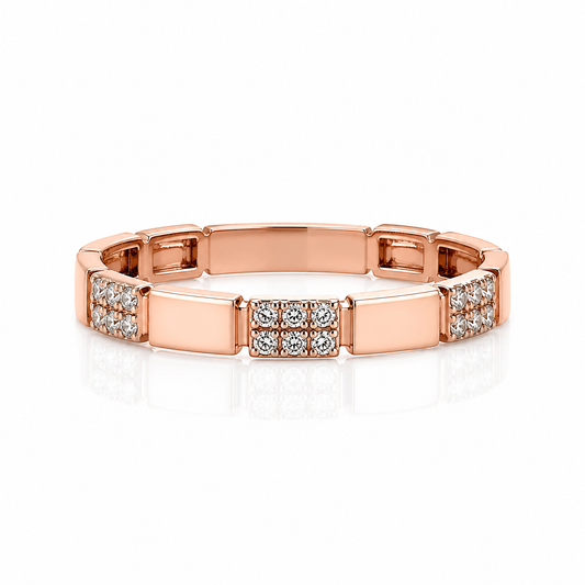 Rose Gold Geometric Diamond Stackable Ring