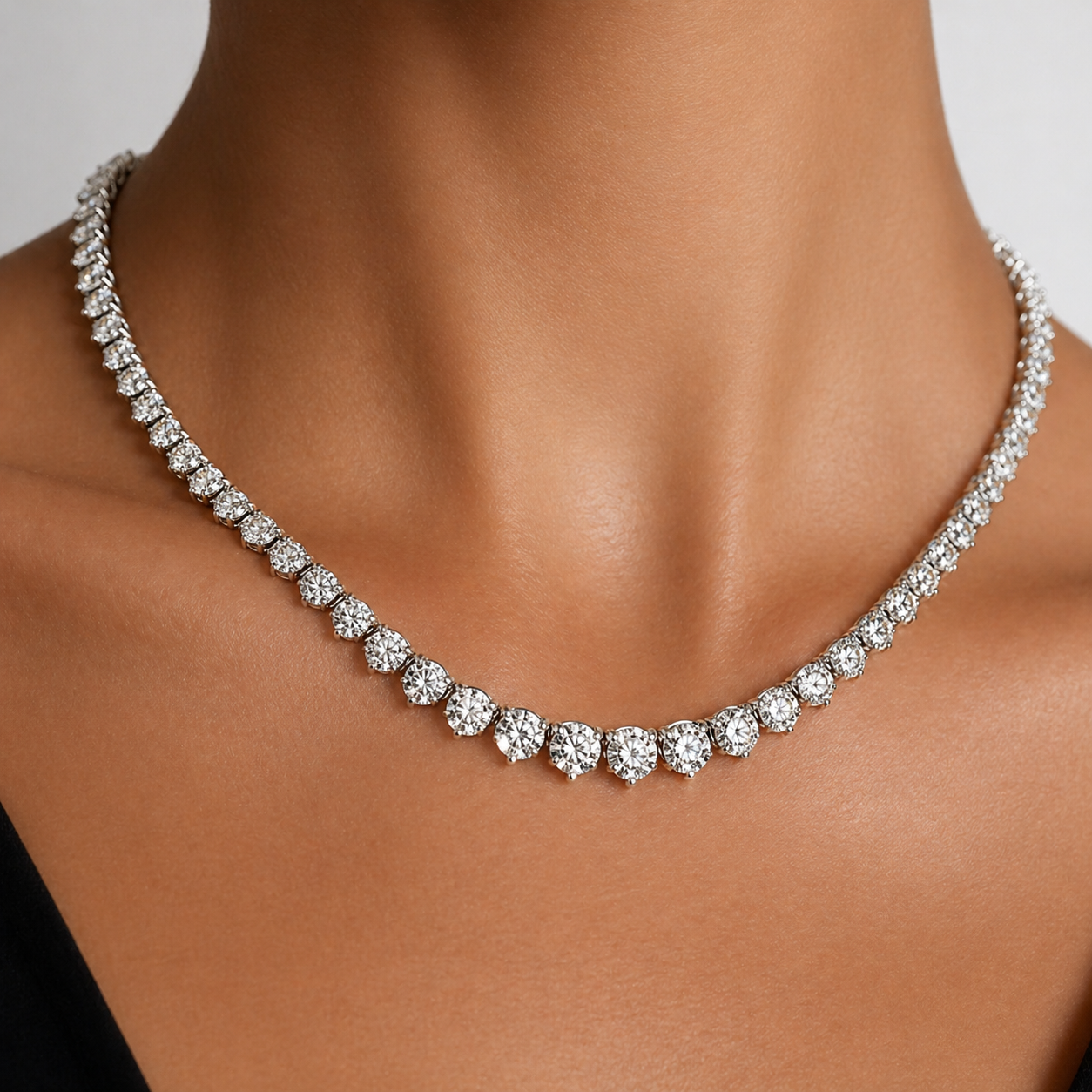 White Gold 20ctw Riviera With Graduating Diamonds