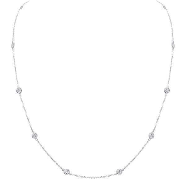 14K White Gold Diamonds Station Necklace (.75ctw)