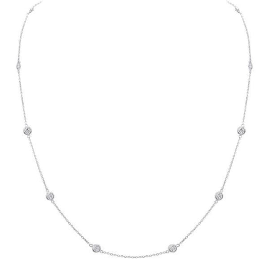 14K White Gold Diamonds Station Necklace (.75ctw)