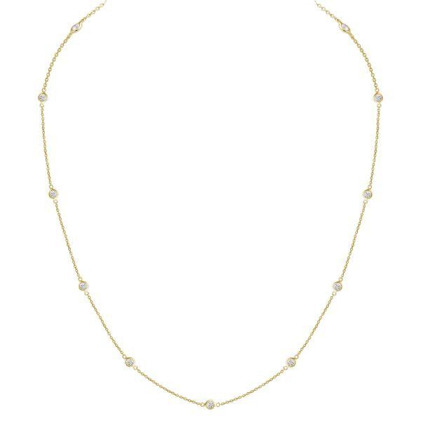 14K Yellow Gold Diamonds By The Yard Necklace (.75ctw)