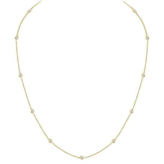 14K Yellow Gold Diamonds By The Yard Necklace (.75ctw)