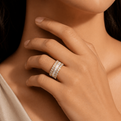 Yellow Gold Round and Baguette Lab-Diamond Statement Ring