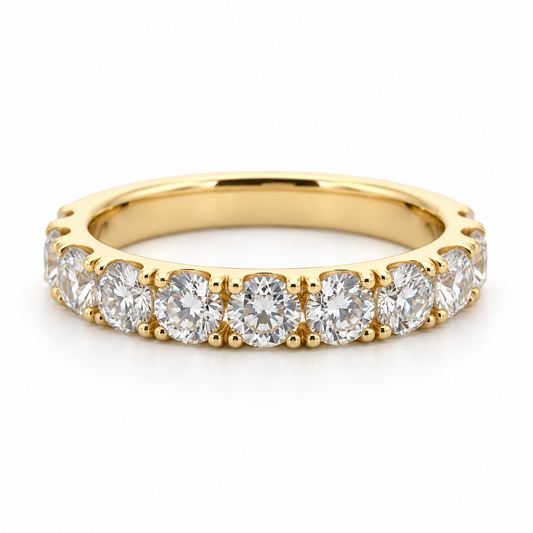 2.15 CTW Round Lab Grown Diamond Wedding Band in 14K Yellow Gold
