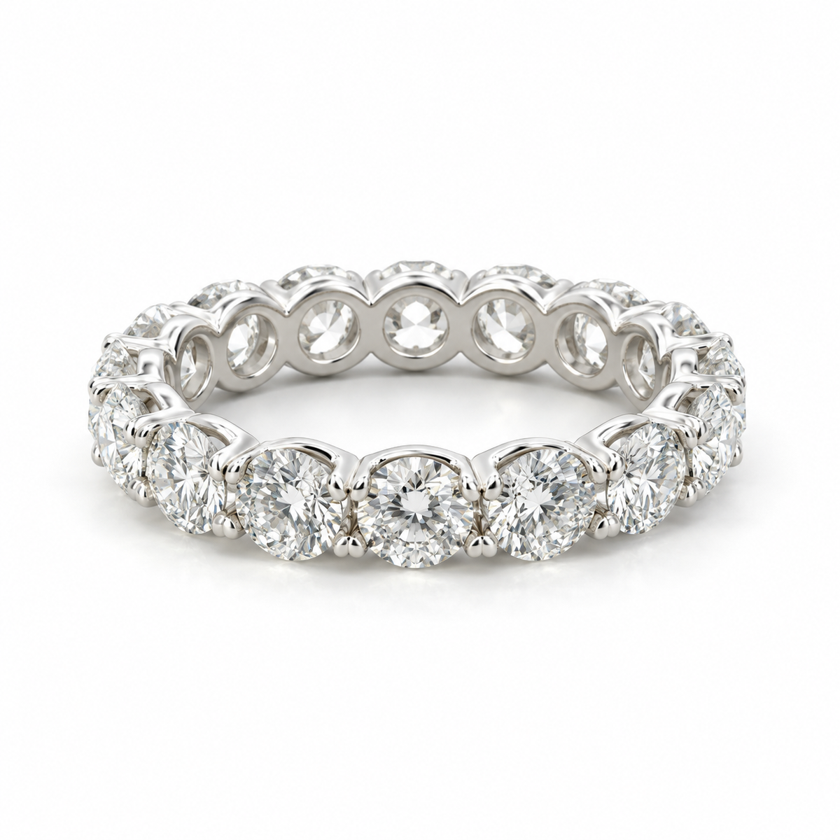 4.09 CTW Round Lab Grown Diamond U-Prong Eternity Band in 18K White Gold