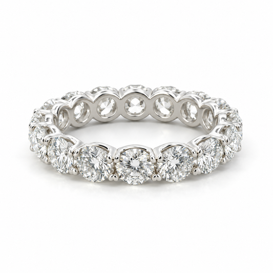 4.09 CTW Round Lab Grown Diamond U-Prong Eternity Band in 18K White Gold