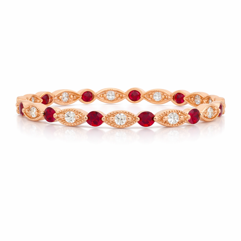 Rose Gold Ruby and Diamond Eternity Band
