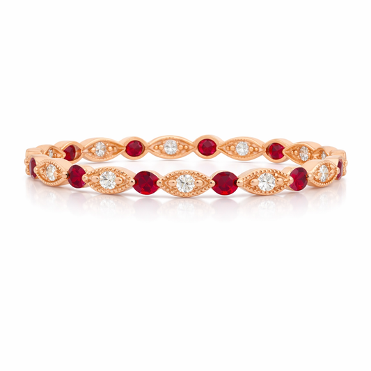 Rose Gold Ruby and Diamond Eternity Band