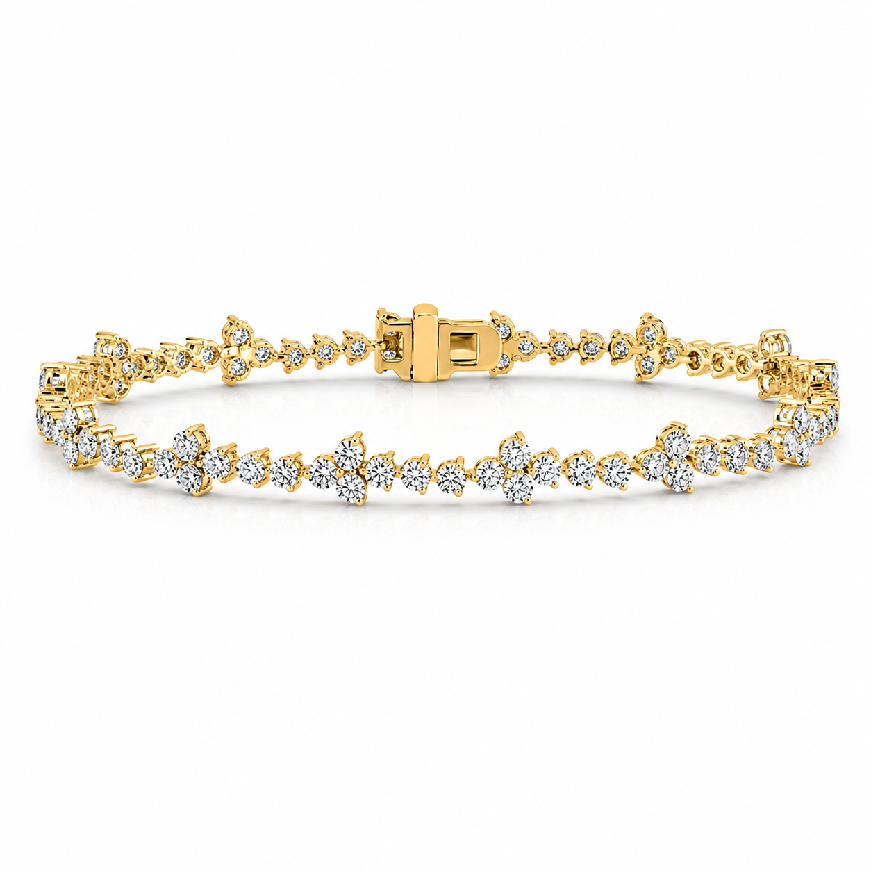 Yellow Gold Lab-Grown Diamond Scatter Tennis Bracelet